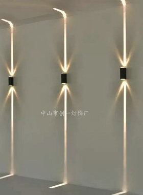LED户外防水双头聚光壁灯门口一束光柱子过道走廊楼梯墙面线条灯
