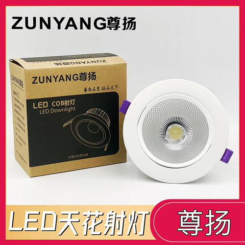 尊扬led天花灯cob射灯嵌入式聚光筒灯吊顶孔洞灯3w5w12w18w桶灯