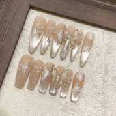 方寸之蝶 纯手工富家千金风轻奢爆闪高级感蝴蝶12片穿戴甲美甲