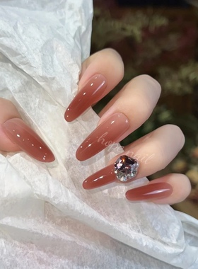 【烟熏玫瑰】纯手工穿戴甲红色渐变晕染纯欲风秋冬高级显白美甲贴