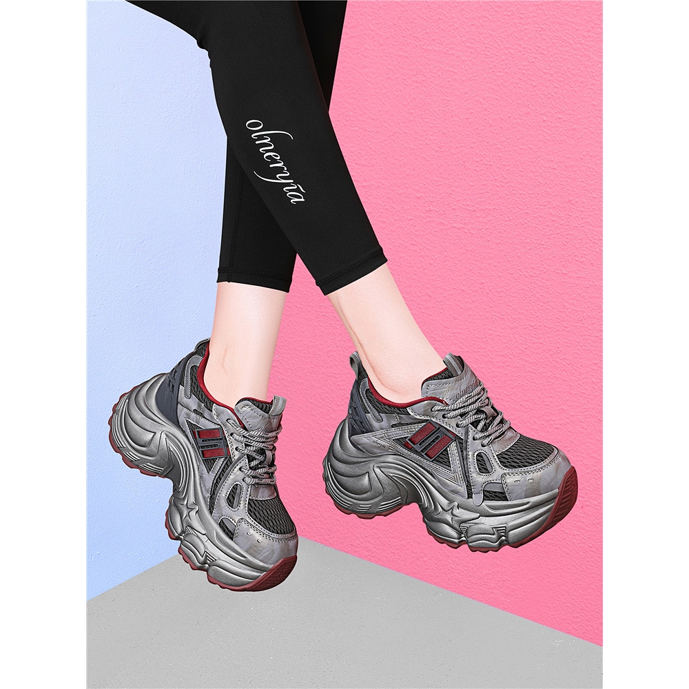 真皮厚底增高老爹鞋女2025秋季新款轻便软底不累脚休闲防滑运动鞋