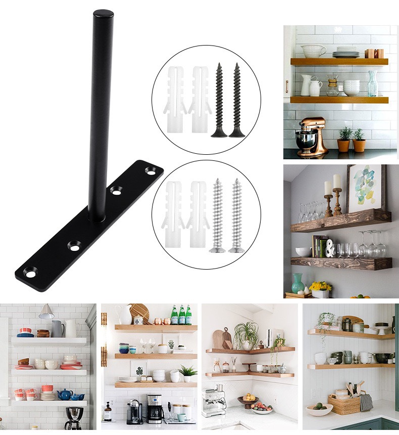 五金家具隐形层板支架 黑色暗藏墙上固定层板托12厘T形暗藏试支架
