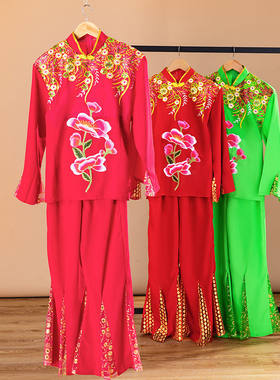 新款秧歌服装演出服古典舞中老年民族扇子舞舞蹈飘逸腰鼓广场套装