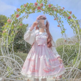 完售展示 猫圆原创设计lolita连衣裙拍下发明信片 桃味牛奶盒