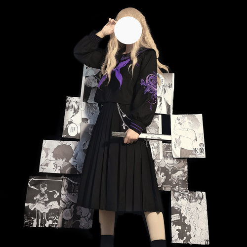 蝶姬全款原创重工刺绣黑紫jk制服