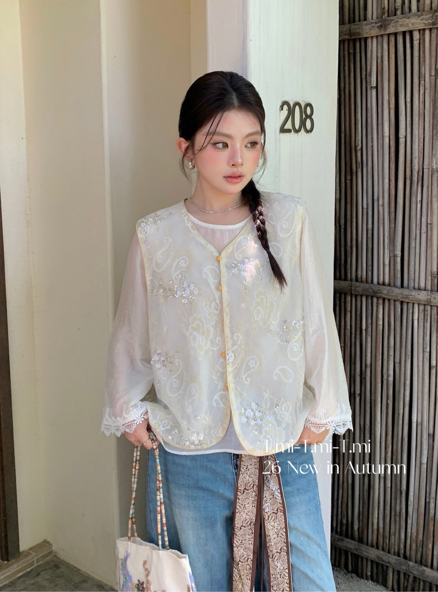 Tmi家27669#新中式两件套 卡其 杏色  S M L