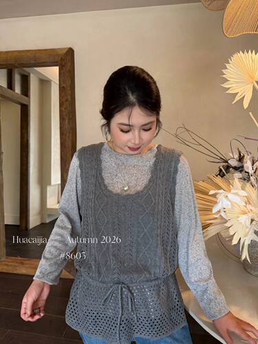 花菜家8605#针织马甲 黑 白 灰 XL~3XL