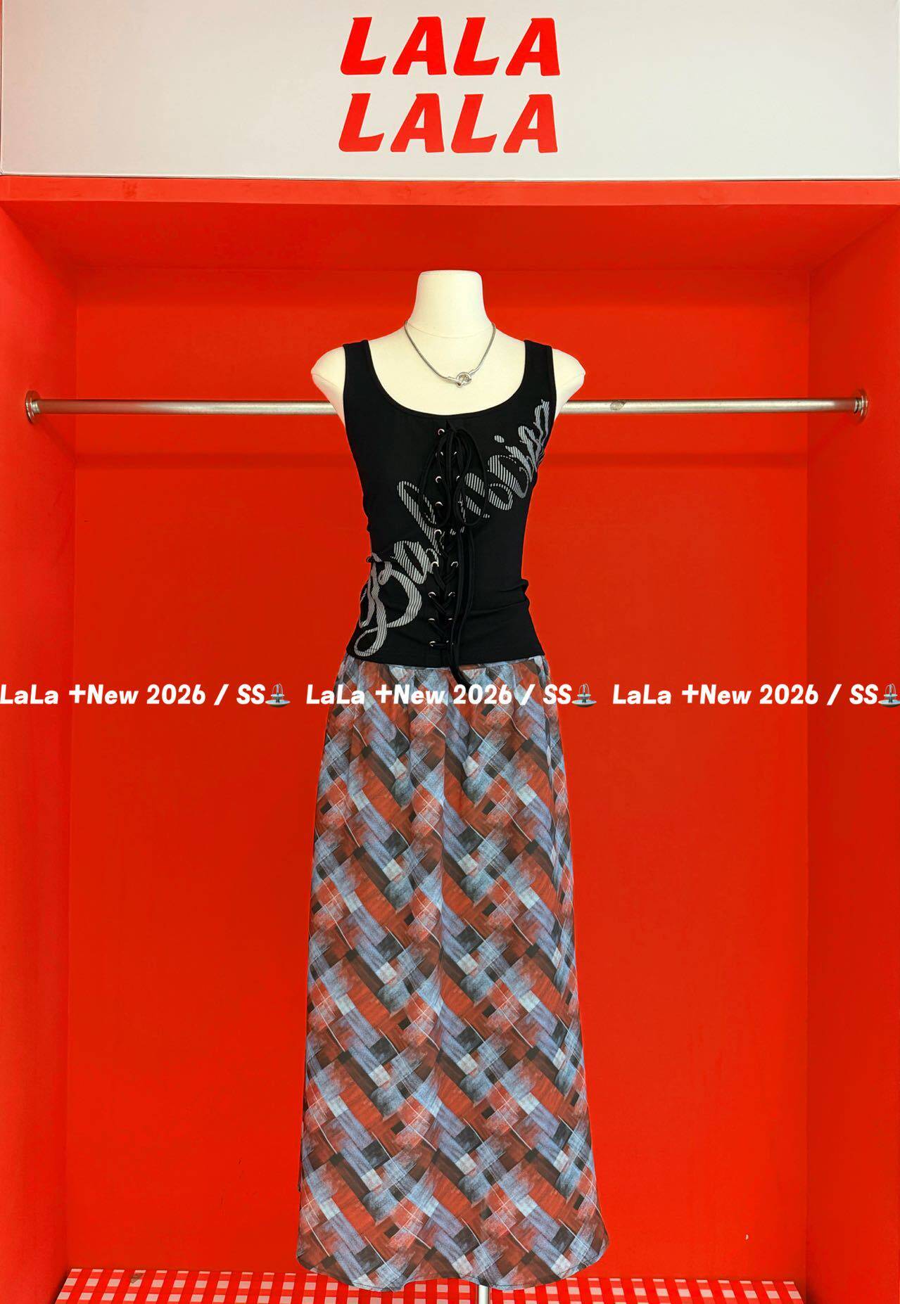 辣辣家97657#背心+半身裙套装5/20 黑 2XL-4XL