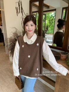 AONE家827635#衬衣加针织马夹两件套 咖 灰 藏蓝 S～M