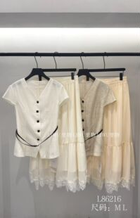里物家L86216#设计感轻熟显瘦两件套5/9 白 卡ML