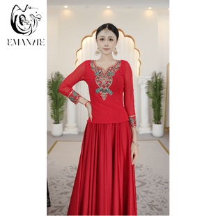 依曼之舞异域风情上衣夏季新款珠绣表演跳舞服装演出拍照民族风