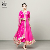 依曼异域风情印度舞服装 民族风女舞蹈服卡塔克纱丽大摆安娜连衣裙