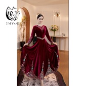 A25Q82依曼之舞异域风情刺绣新疆舞服连衣裙广场跳舞民族服装 女装