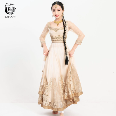 巴基斯坦刺绣修身高贵金色印度舞