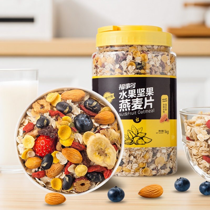 浙江福事多混合水果坚果燕麦片1000g罐桶装营养早餐冲泡即食代餐,咖啡/麦片/冲饮,多谷物麦片,淘宝优惠券,粉丝福利购,淘宝优惠卷