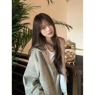 美式复古条纹开衫连帽卫衣女秋冬季新款宽松国潮牌情侣拉链外套潮