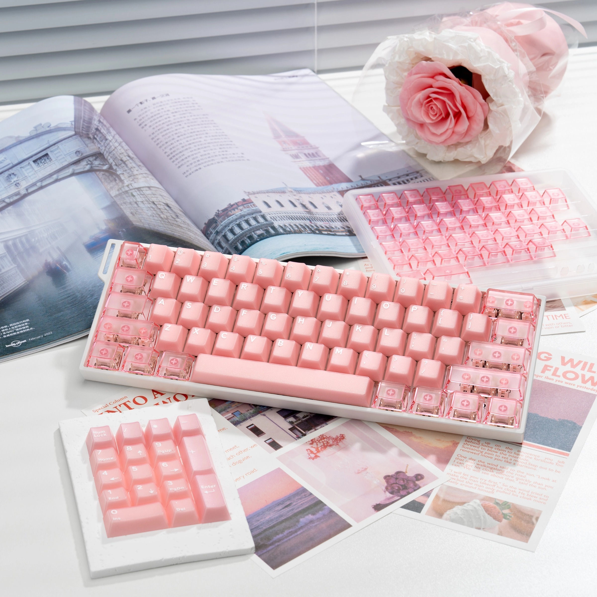 佩森丨樱花粉色键帽 双拼ABS半透+PC雾透 磁轴键盘机械键盘通用
