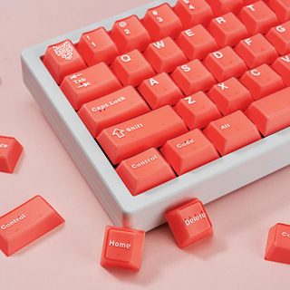 爱菲橘粉红半透键帽原厂高度ABS二色双色键帽机械键盘