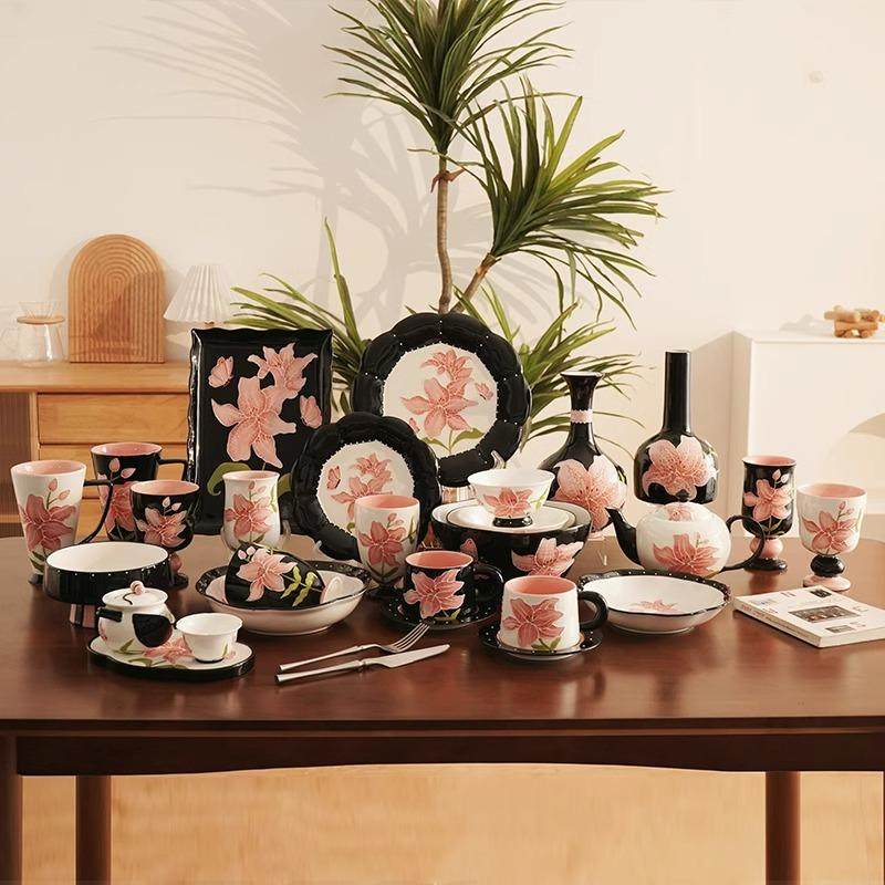 茗小咖高颜值轻奢陶瓷碗碟套装高档耐高温米饭碗大容量盖碗盘汤碗,餐饮具,盘,淘宝优惠券,粉丝福利购,淘宝优惠卷