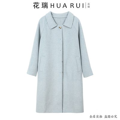 商场专柜同款冬季气质款娃娃领双面羊毛呢大衣高级感中长呢子外套