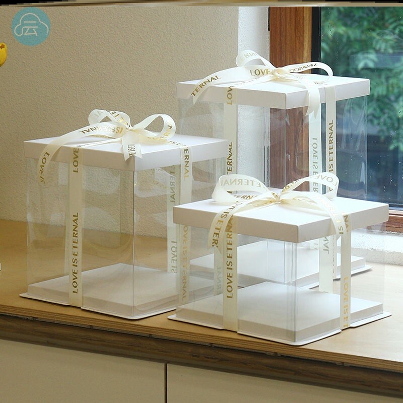 加高蛋糕盒零食大礼包双层透明方形生日礼物女生零食礼物盒子空盒