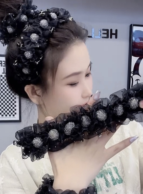 星点璀璨球子双层花朵拍拍圈网红爆款丸子头高马尾高颜值砂糖球球