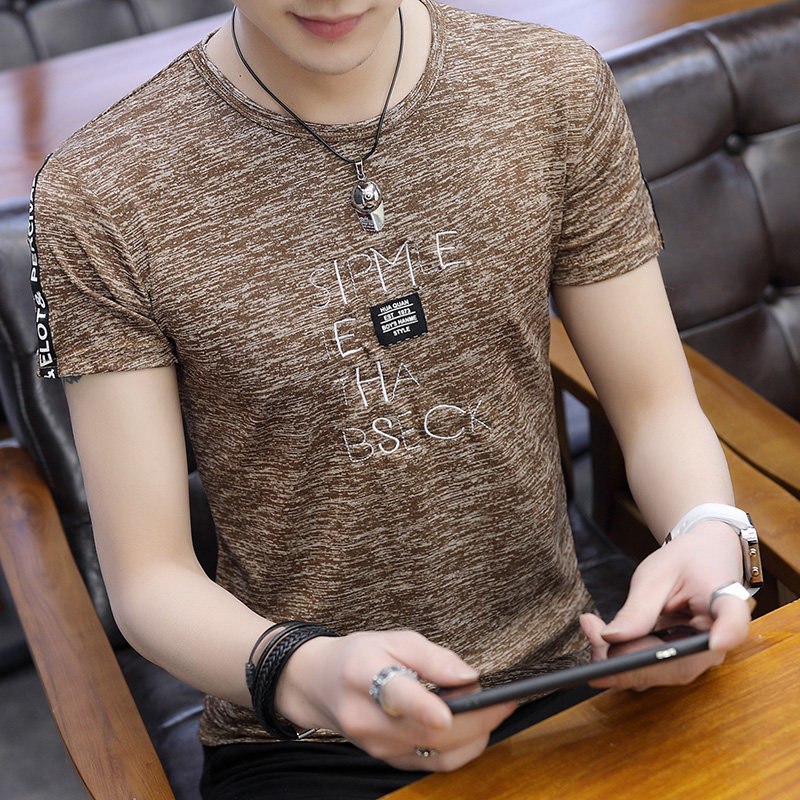 短袖t恤男个性潮流夏装男士v领长袖打底衫冰丝体恤2020新款上衣服