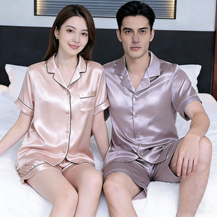 中裤 特大码 短裤 4XL100％桑蚕丝男女短袖 睡衣真丝丝绸家居服绸缎