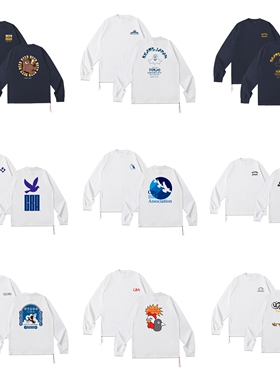 现货 BMS重磅300g纯棉日系卡通印花长袖T恤男女情侣秋冬上衣潮牌