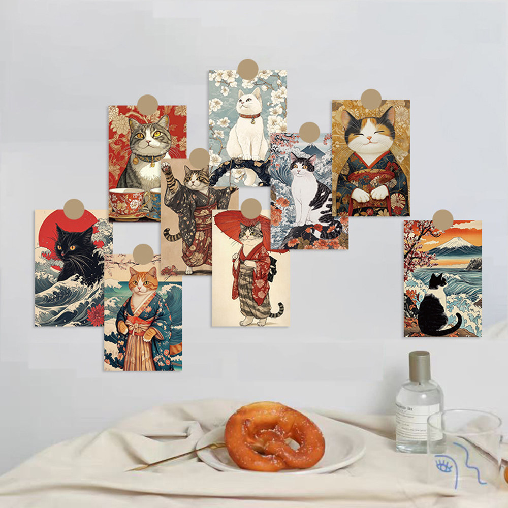 20张日式猫咪卡片ins风小众创意个性房间宿舍墙面背景改造装饰d
