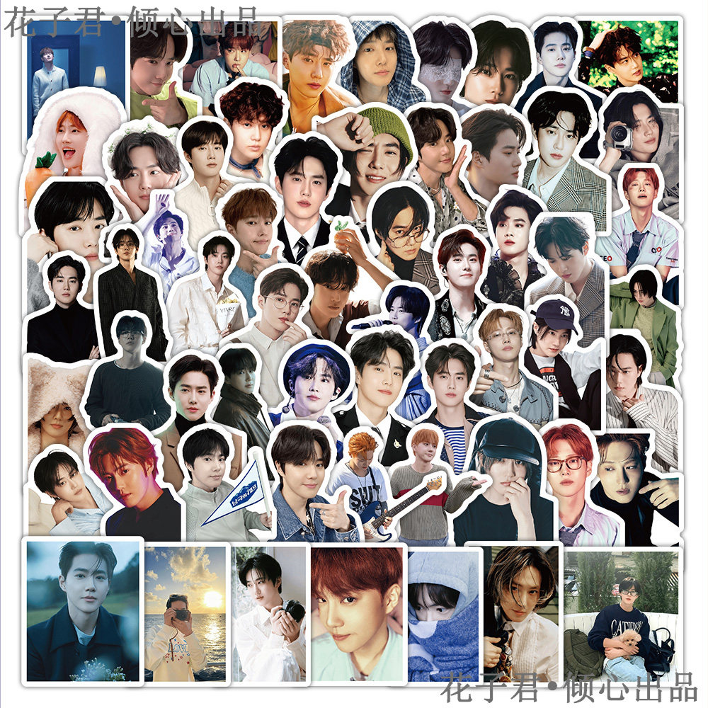 136张SUHO金俊勉贴纸高颜值帅气韩娱偶像周边装饰手机壳手账贴画