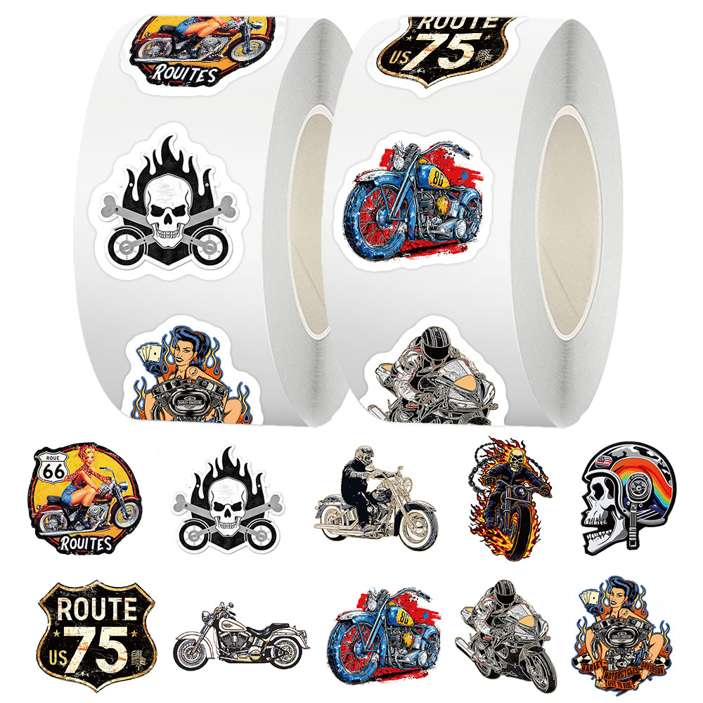 1000贴摩托卷卷贴卡通创意个性小众赛车机车图案贴画diy桌面