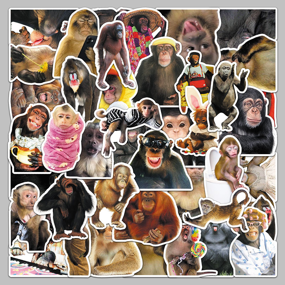 100张疯狂的猴子贴纸创意搞笑恶搞动物表情包DIY素材装饰手机平板