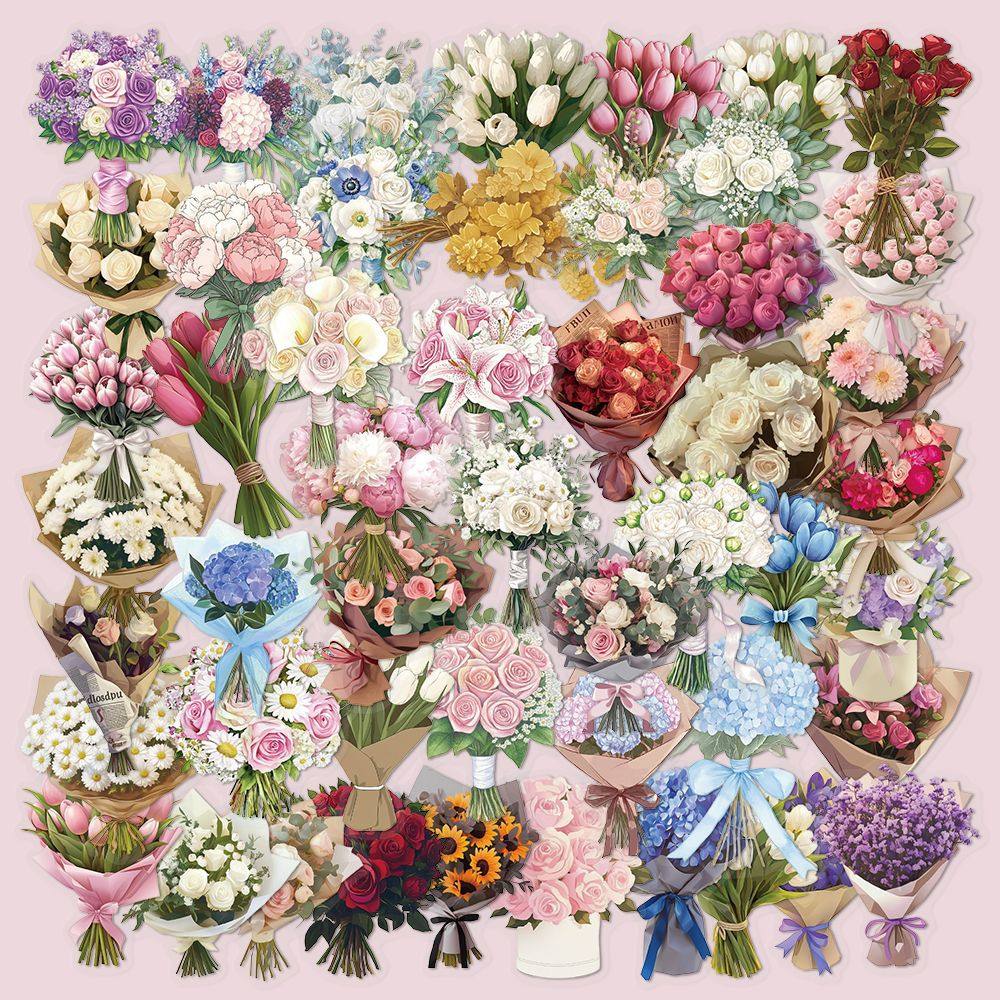 100张缎梦花礼PET贴纸ins高颜值精美花束图案DIY装饰桌面手账贴画,玩具/童车/益智/积木/模型,贴纸,淘宝优惠券,粉丝福利购,淘宝优惠卷