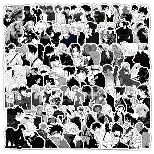 206张黑白咒术回战贴纸日漫帅气五条悟虎杖悠仁手账ipad装饰贴画