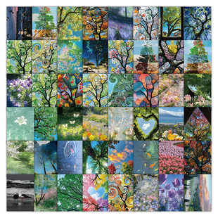 126张森灵幻彩贴纸ins风高颜值唯美小清新治愈风景背景图diy贴画