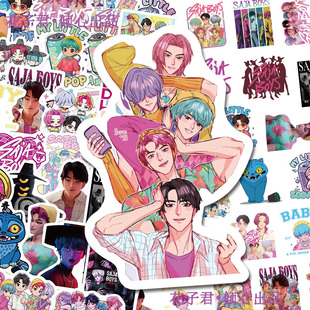 卡通人物贴画diy桌面 100张kpop猎魔男团贴纸ins高颜值创意二次元