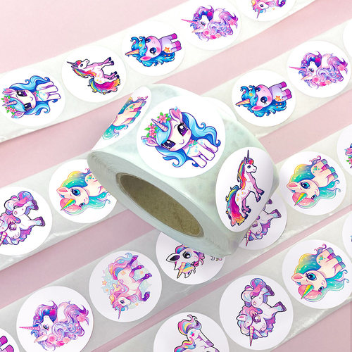 新品独角兽卷卷贴趣味可爱彩虹小马精美周边封口贴画diy桌面手账