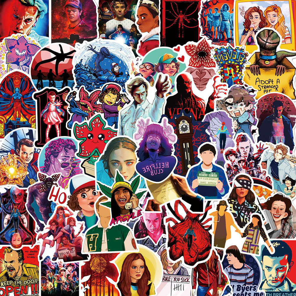 100张卡通美剧怪奇物语贴纸高颜值ins风周边装饰手机壳手账防水