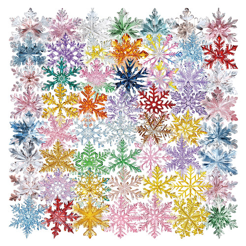 110张玻璃雪花PET贴纸ins创意精美写实贴画diy手账素材装饰手机