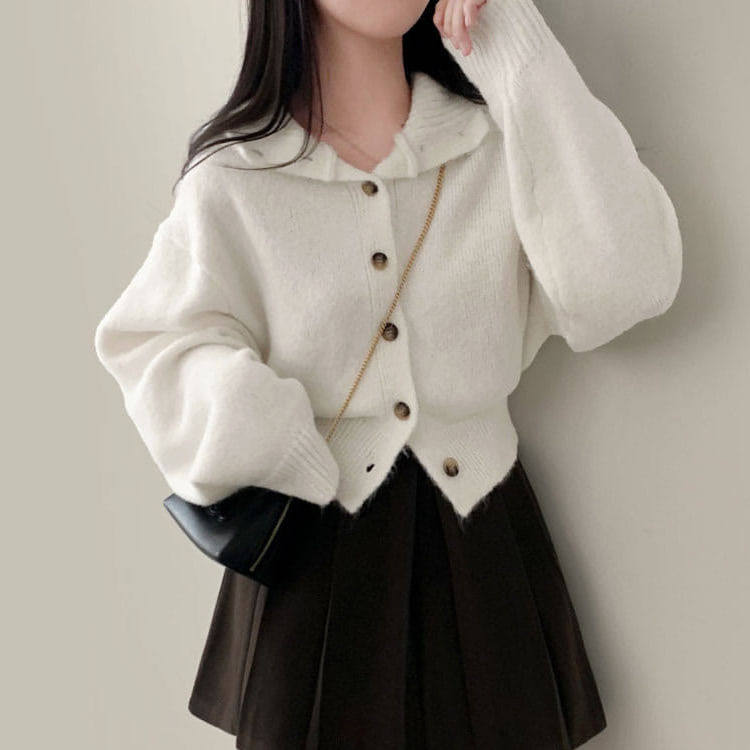 时尚起义韩国甜美2026春新纽扣开襟连帽宽松针织衫毛衣on26012112