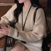 标羊毛混纺柔软宽松针织衫 时尚 起义韩国甜美2026春袖 on26012612