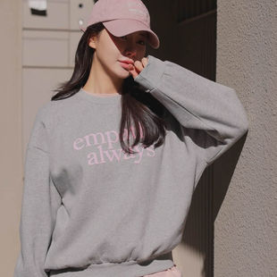 时尚起义韩国甜美2026春新always字母宽松加绒卫衣T恤md26012208