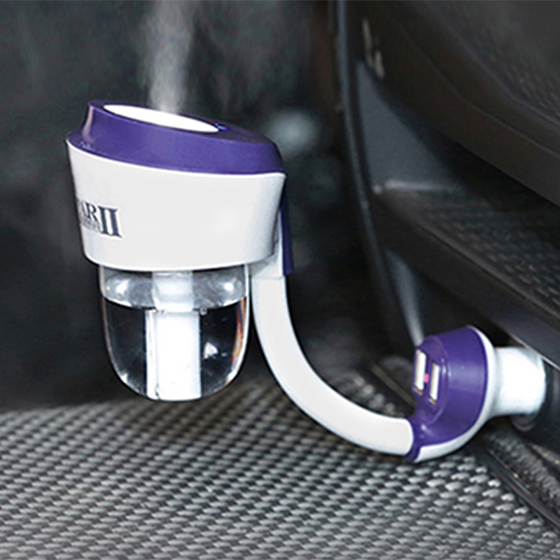 汽车用一拖二USB车子载空气净化喷雾器香薰除烟味异味甲醇加湿器