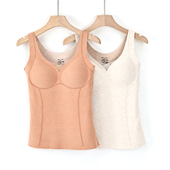 秘密花开368带胸垫保暖背心女V领加厚打底免穿文胸一体式 内衣