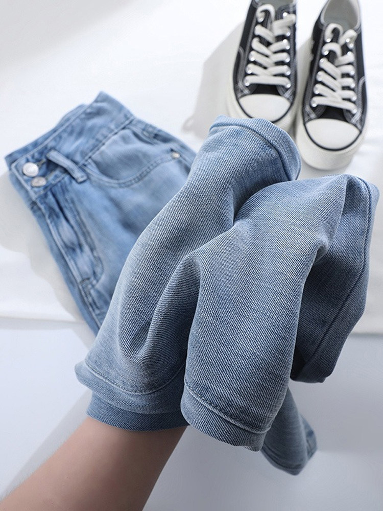 LYOCELL TENCEL 여성용 청바지 여름 얇은 하이 웨이스트 스트레이트 아이스 실크 여성용 쿨 와이드 레그 팬츠 소프트