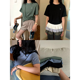 POXFFEE花纱正肩短袖T恤女夏季宽松设计感小众辣妹内搭打底衫上衣