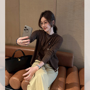 莉贝琳sisy 沐光针织两件套 春季气质显瘦长袖开衫短袖上衣女简约