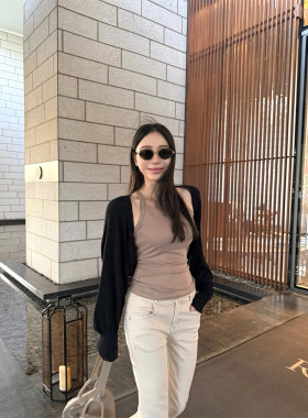 周淼ZHOUMIAO【夏日防晒搭子】100莱赛尔针织开衫薄款气质短外套