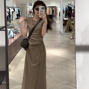 小君君布兰妮 极简时装周/Lem*风绑带无袖上衣+显瘦半裙显瘦套装